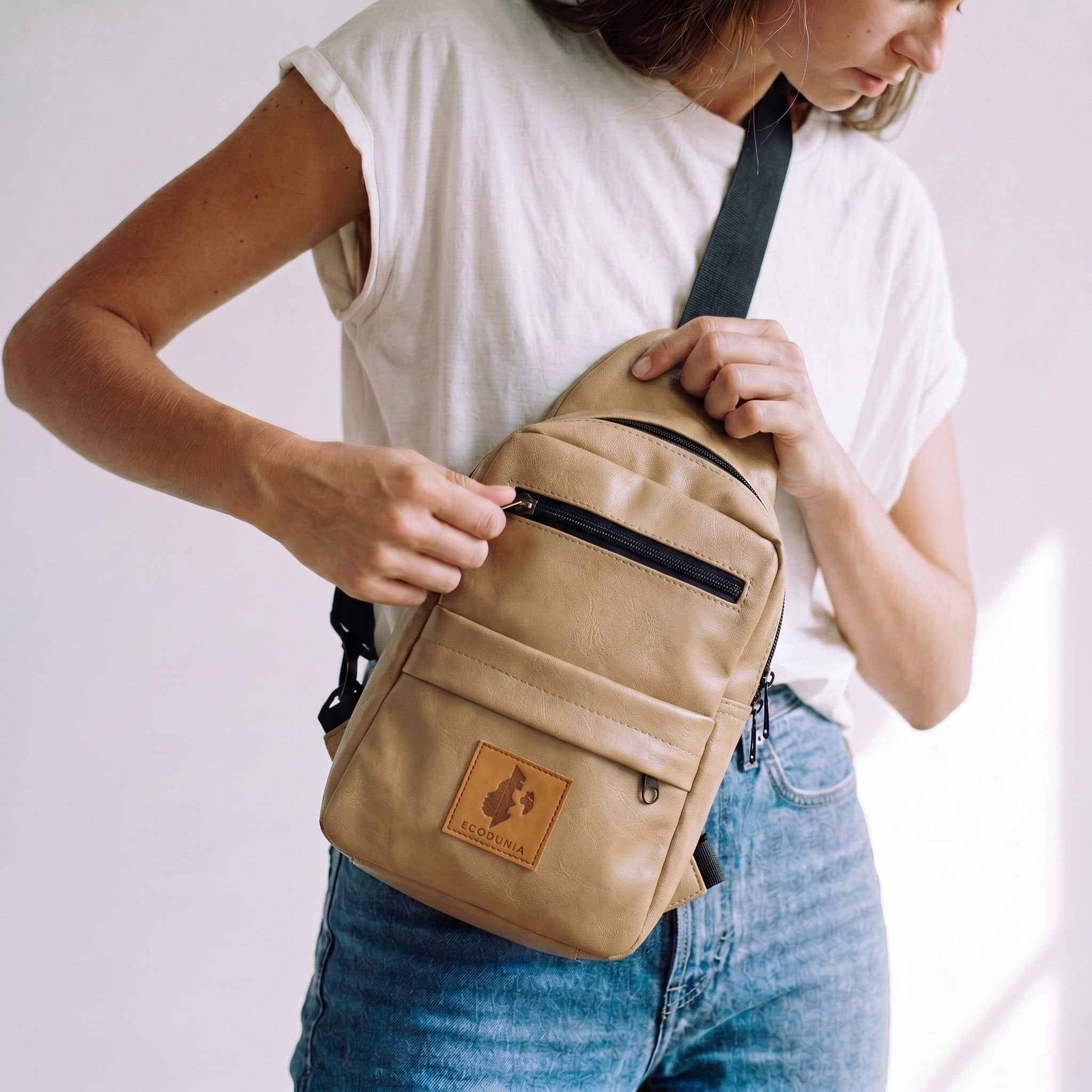 Large Vegan Leather Crossbody Sling Bag | Umoja Sling Bags La Vie Bien Large Vegan Leather Crossbody Sling Bag | Umoja