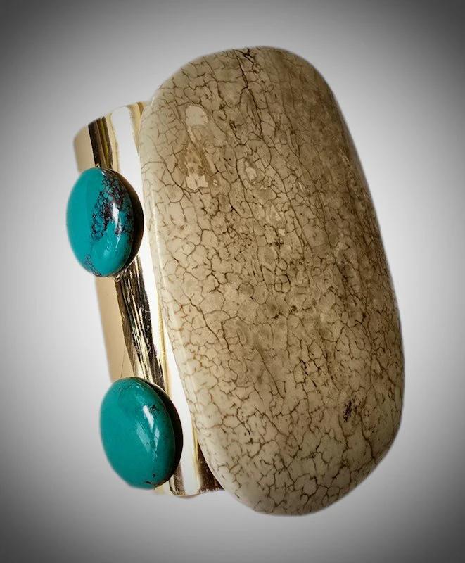 Large White Turquoise Cuff Bangle by L.Signature Collection by L.Styles