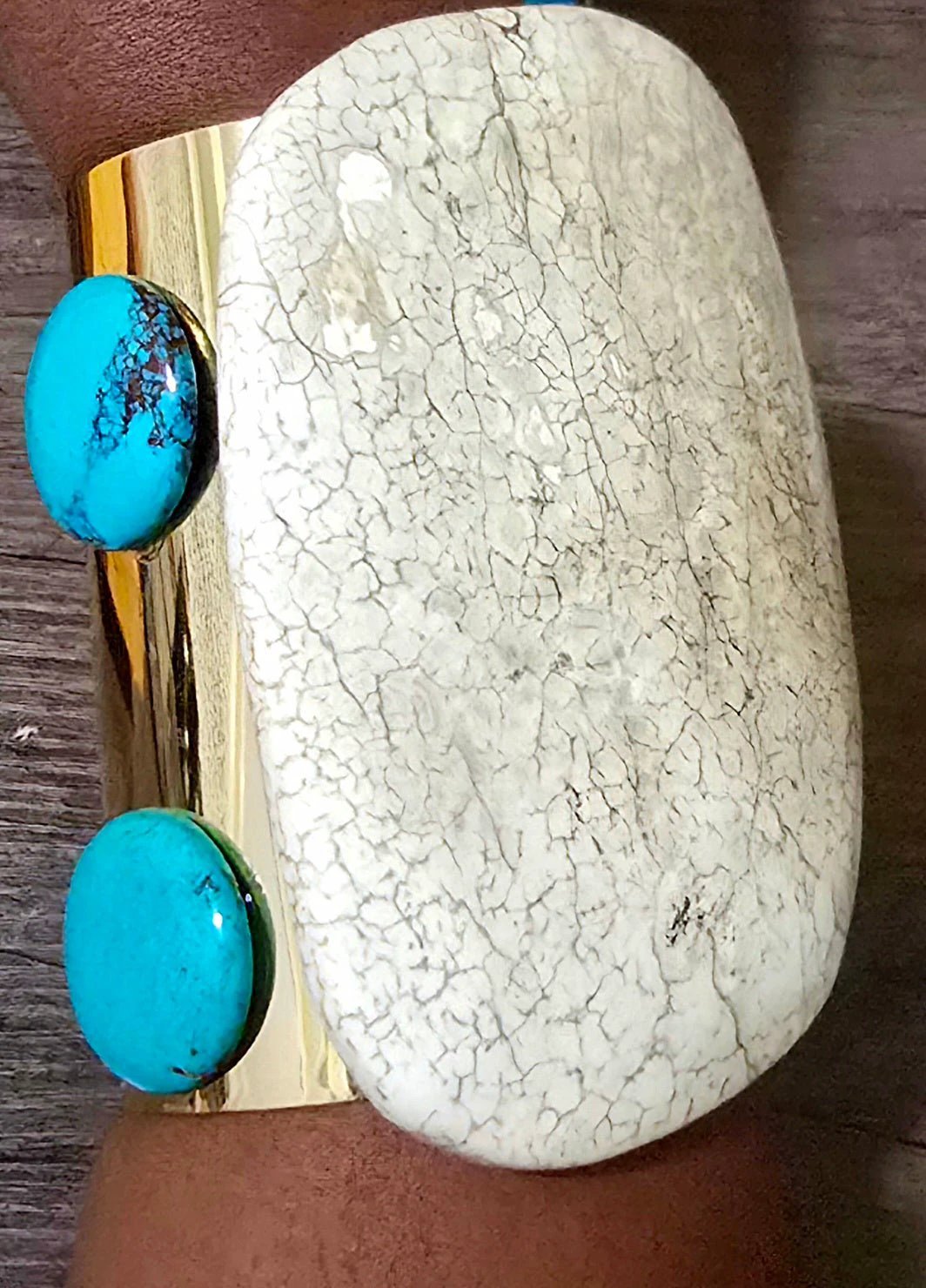 Large White Turquoise Cuff Bangle by L.Signature Collection by L.Styles