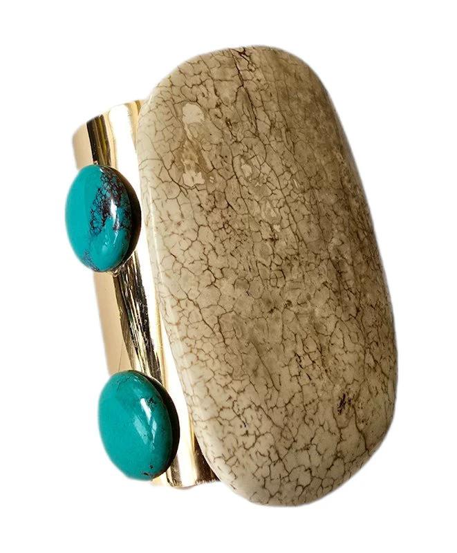 Large White Turquoise Cuff Bangle by L.Signature Collection by L.Styles