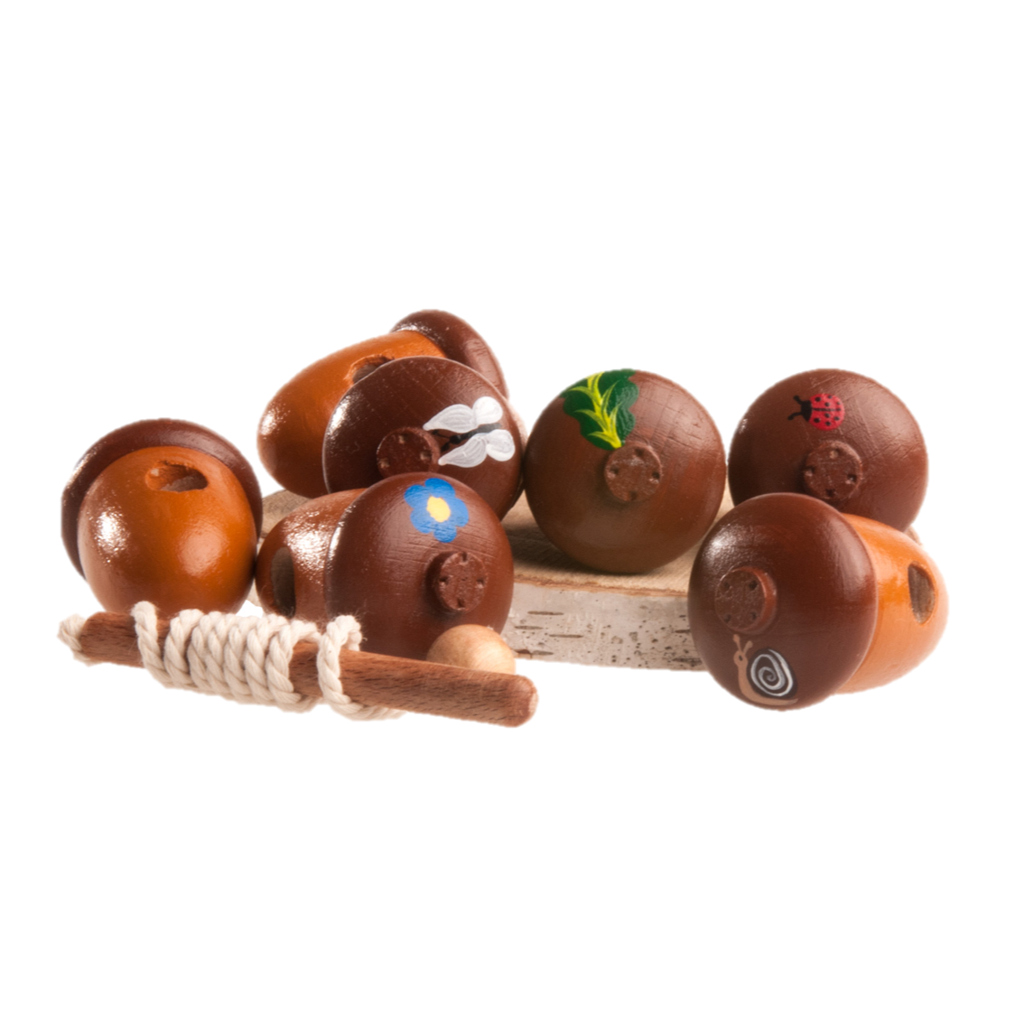 Montessori Wooden Acorn Lacing Toy for Toddlers