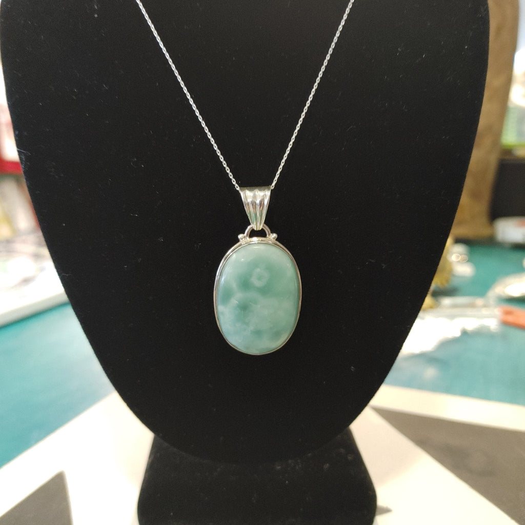 Larimar Large Oval Pendant Jewelry La Vie Bien Larimar Large Oval Pendant