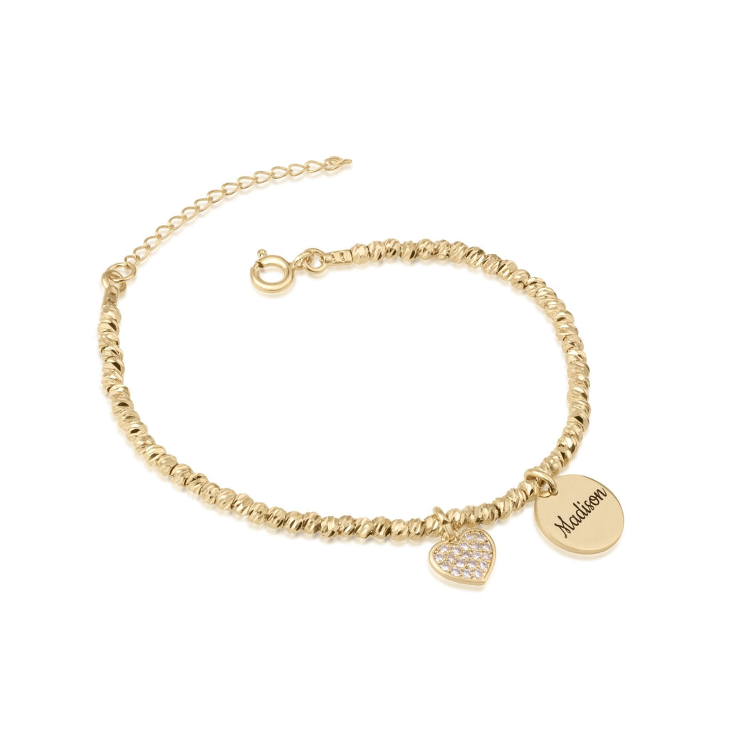 Laser Beads Bracelet With Heart & Customize Name La Vie Bien Laser Beads Bracelet With Heart & Customize Name