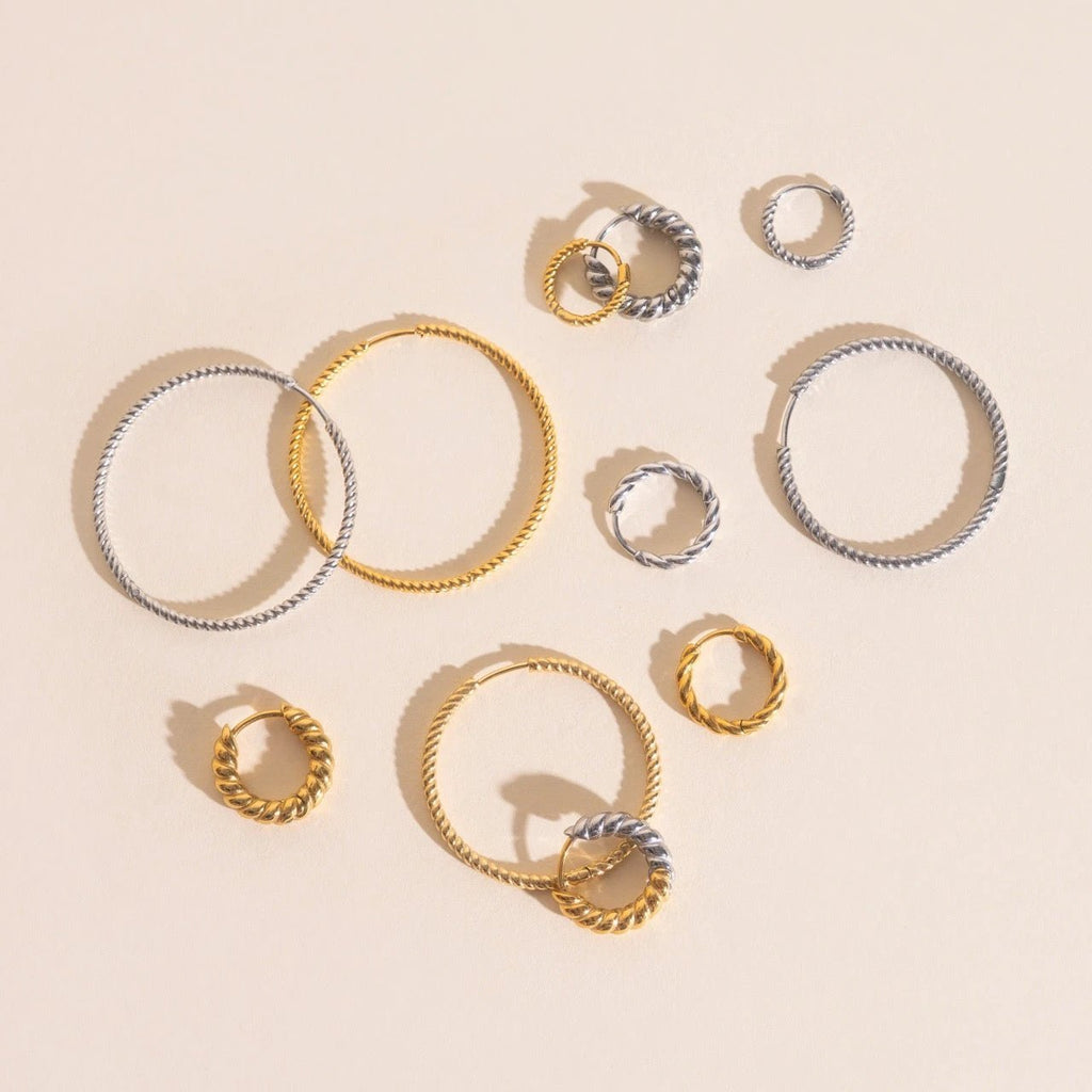 Lasso Rope Rounded Huggie Hoop Earrings by Oh Clementine