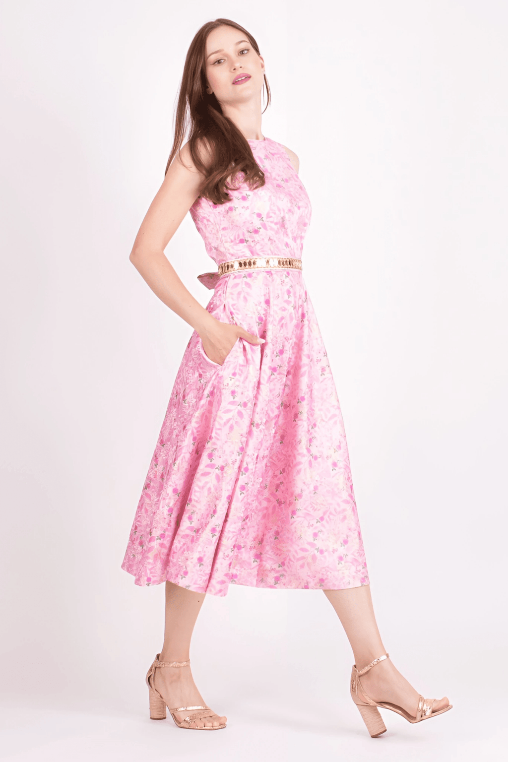Laurel Jacquard Embroidered Midi Dress by Raas