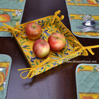 Lauris Yellow Coated Cotton French Bread Basket by Tissus Toselli Bread basket La Vie Bien Lauris Yellow Coated Cotton French Bread Basket by Tissus Toselli