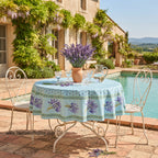 French Provencal tablecloth - Acrylic coated cotton, Spill-proof - 70" Round - Lavender blue | Le Cluny