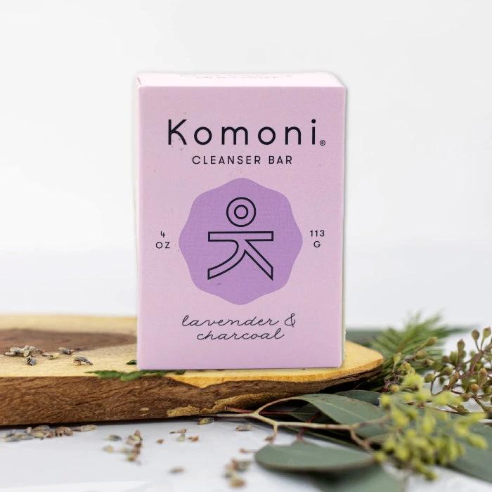 Lavender FACE & BODY CLEANSER BAR with Activated Charcoal by KOMONI ®
