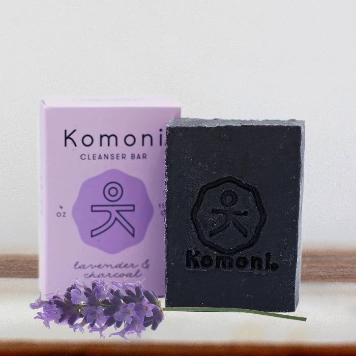 Lavender FACE & BODY CLEANSER BAR with Activated Charcoal by KOMONI ®