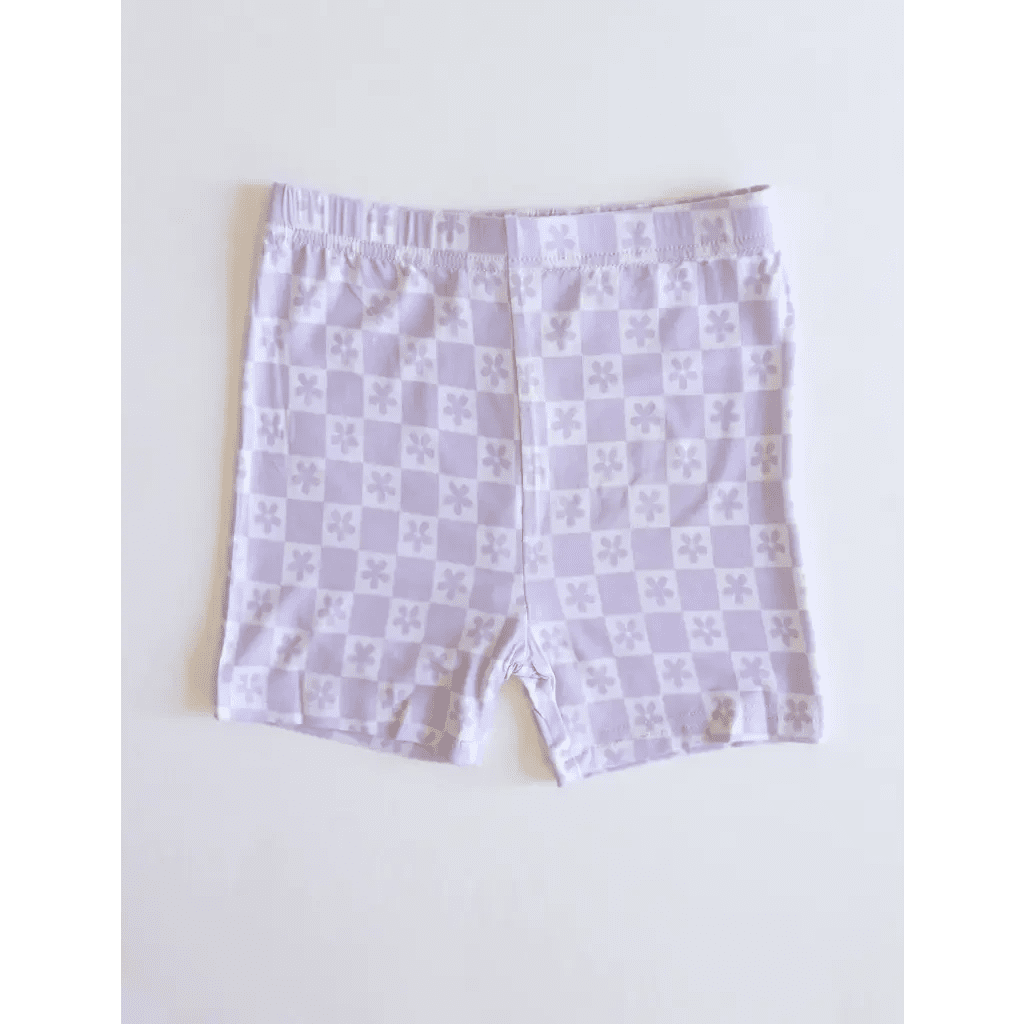 Lavender Checker Short Set in Soft Bamboo Blend by Polished Prints