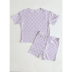 Lavender Checker Short Set in Soft Bamboo Blend by Polished Prints