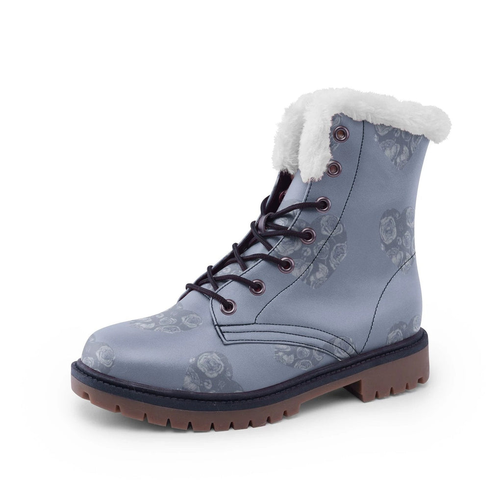 Lavender floral hearts Unisex Lace Up Winter Chukka Boots by Printy6