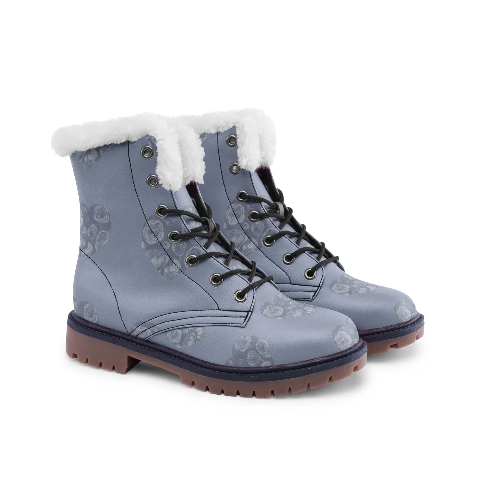 Lavender floral hearts Unisex Lace Up Winter Chukka Boots by Printy6