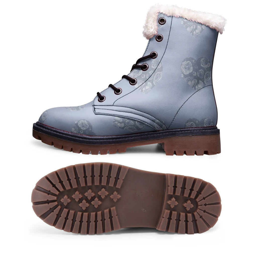 Lavender floral hearts Unisex Lace Up Winter Chukka Boots by Printy6