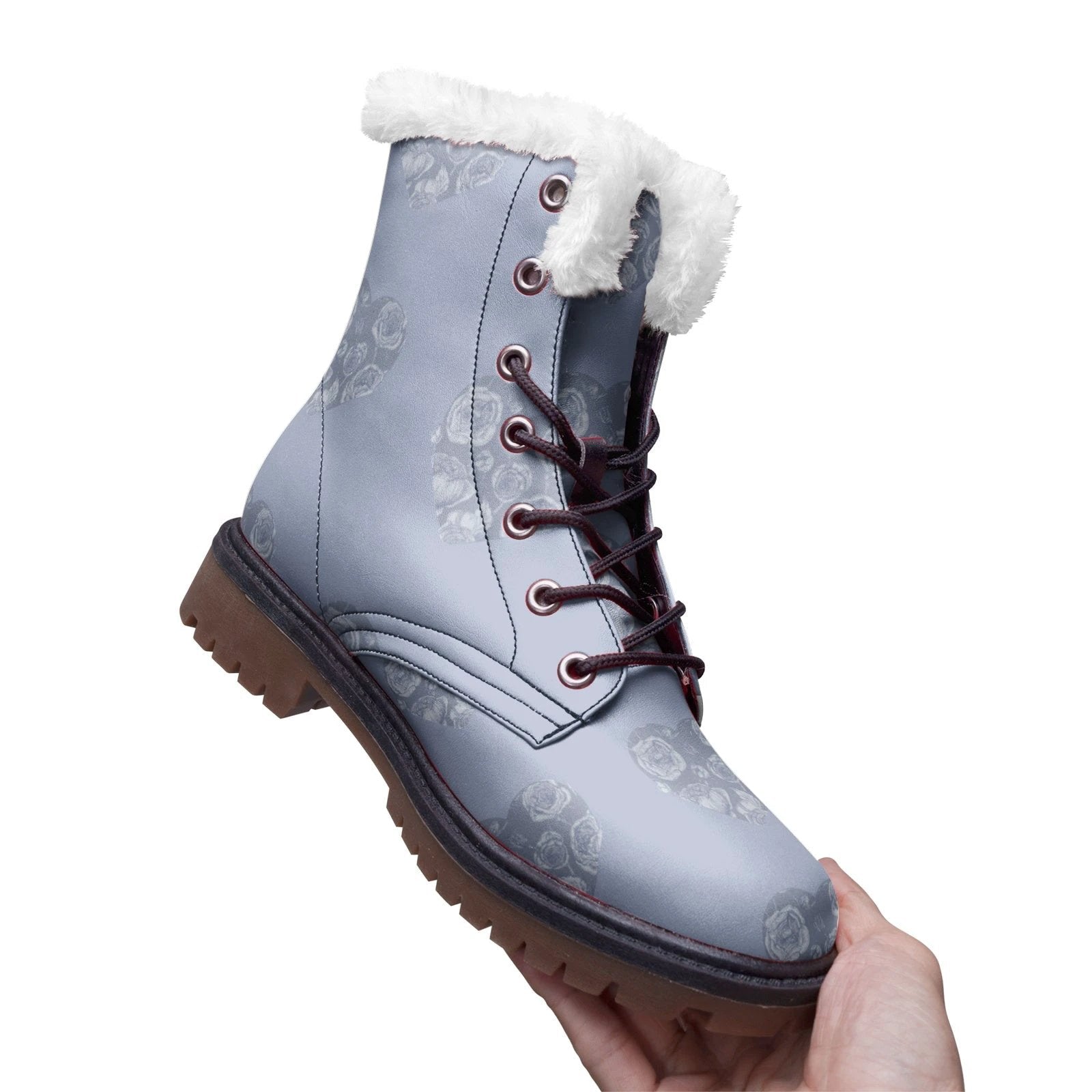 Lavender floral hearts Unisex Lace Up Winter Chukka Boots by Printy6