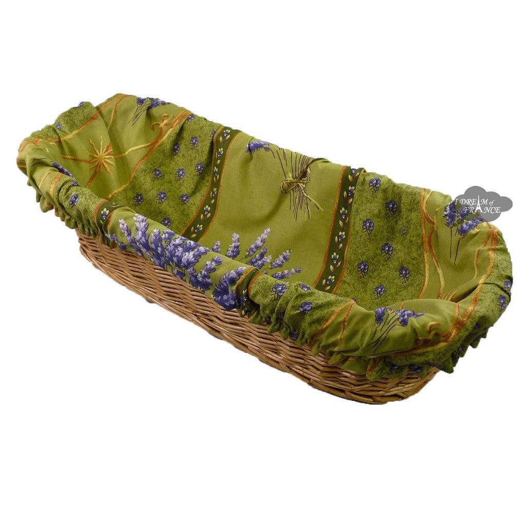 Lavender Green Provence Baguette Basket with Removable Liner by Le Cluny Bread basket La Vie Bien Lavender Green Provence Baguette Basket with Removable Liner by Le Cluny