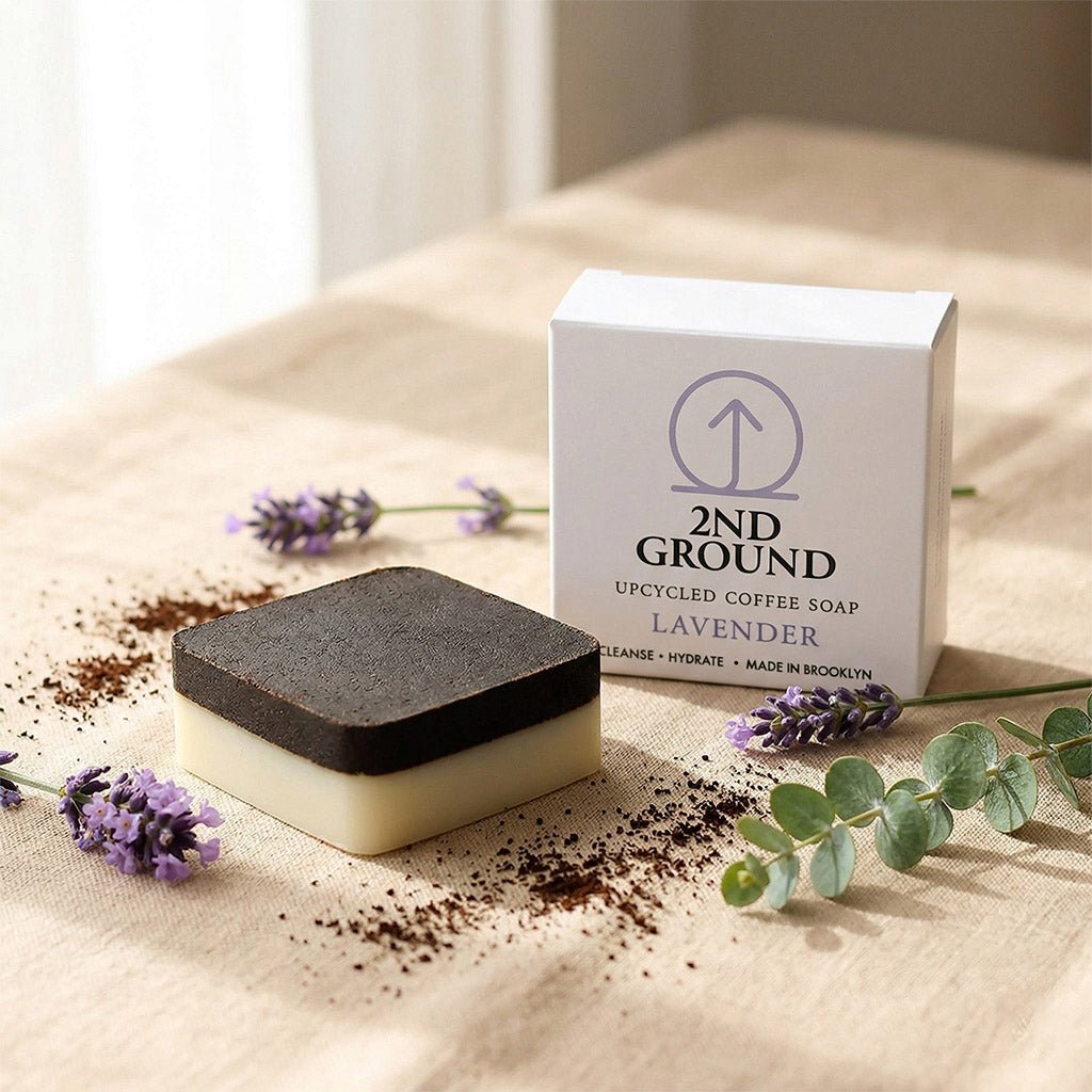 Lavender Upcycled Coffee Soap – Cleanse + Hydrate Exfoliating Bar Soap La Vie Bien Lavender Upcycled Coffee Soap – Cleanse + Hydrate