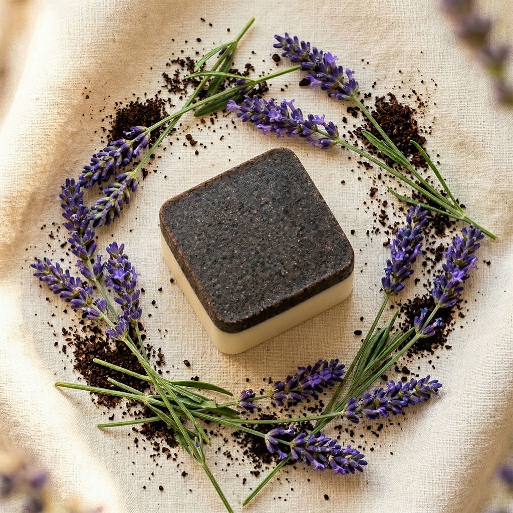 Lavender Upcycled Coffee Soap – Cleanse + Hydrate Exfoliating Bar Soap La Vie Bien Lavender Upcycled Coffee Soap – Cleanse + Hydrate