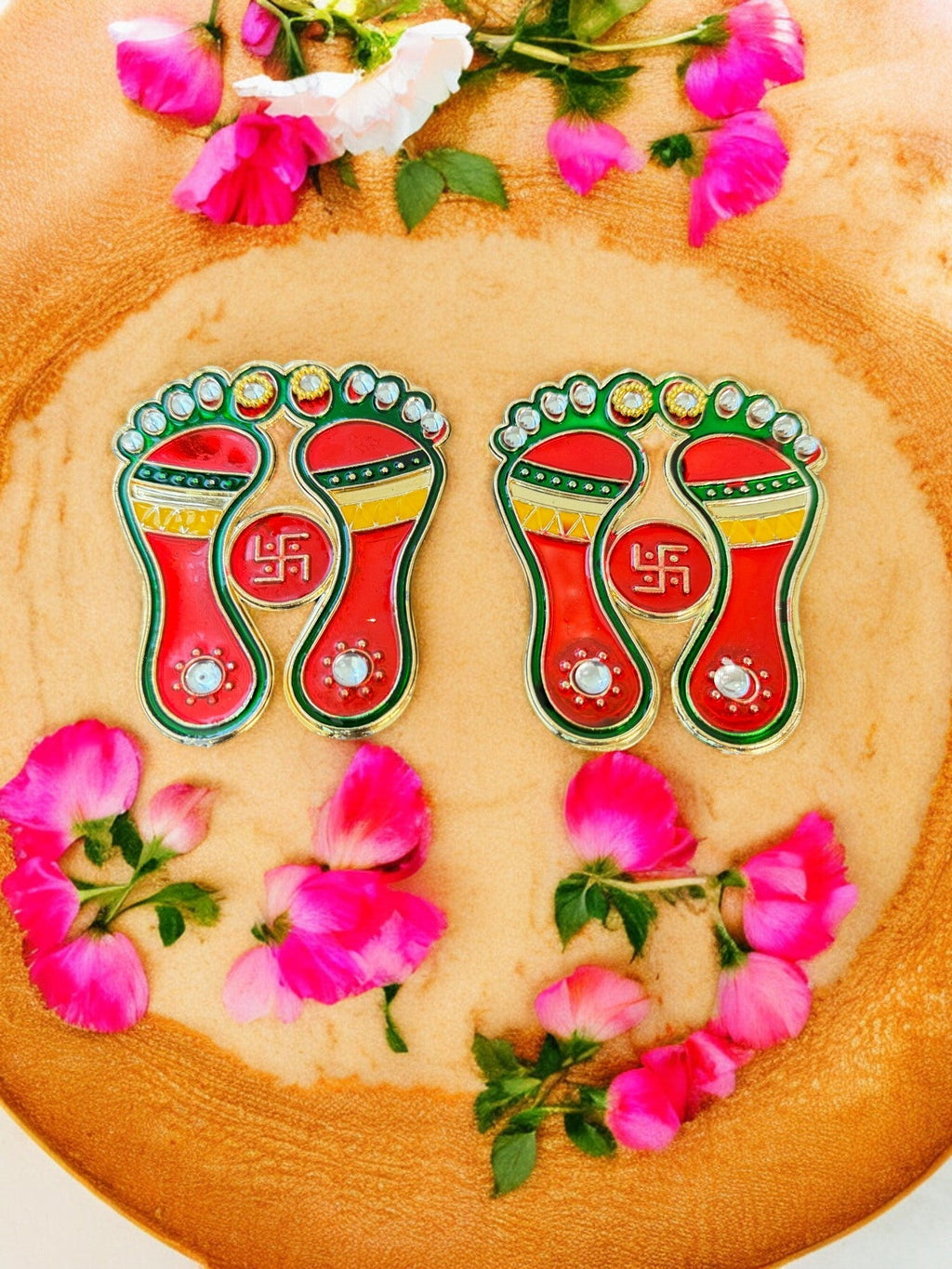 Laxmi Charan with Beads Mandir items La Vie Bien Laxmi Charan with Beads