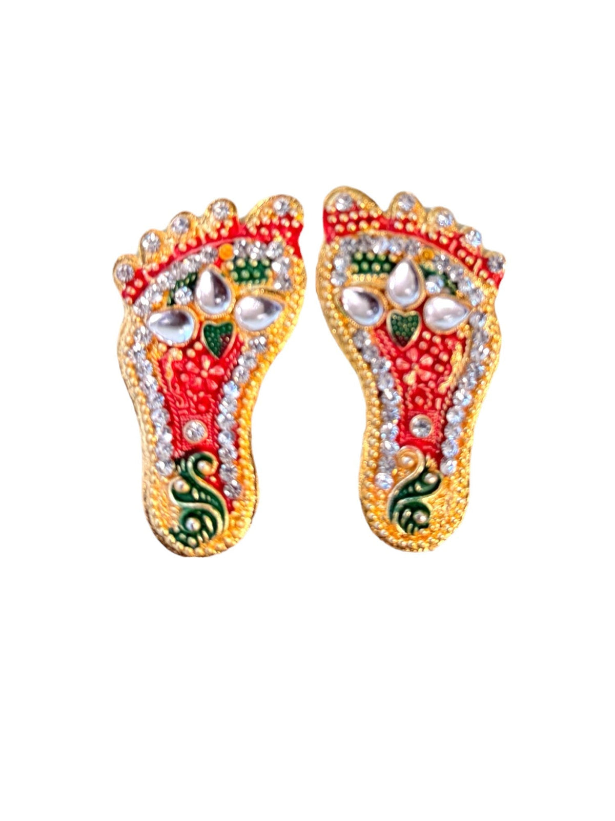 Laxmi Charan with Decorative Studs Mandir items La Vie Bien Laxmi Charan with Decorative Studs
