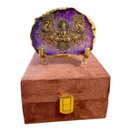 Laxmi on Natural Agate Stone with Stand & Suede Gift Box - Premium Gift for Any Occasion La Vie Bien Laxmi on Natural Agate Stone with Stand & Suede Gift Box - Premium Gift for Any Occasion