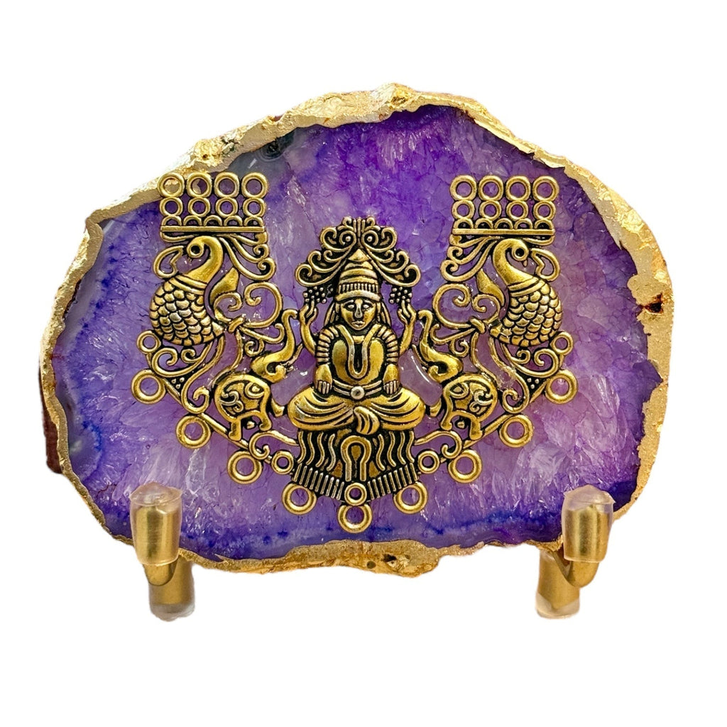 Laxmi on Natural Agate Stone with Stand & Suede Gift Box - Premium Gift for Any Occasion La Vie Bien Laxmi on Natural Agate Stone with Stand & Suede Gift Box - Premium Gift for Any Occasion