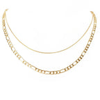 Layered Figaro Chain Necklace by Curated By Suarez