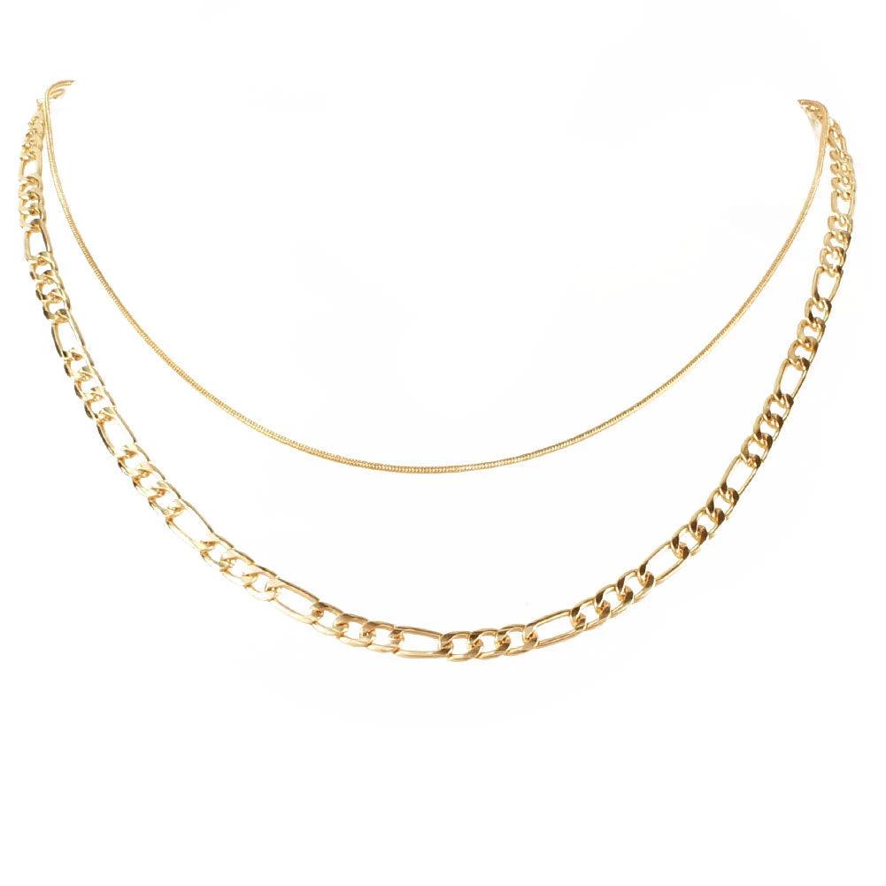 Layered Figaro Chain Necklace by Curated By Suarez