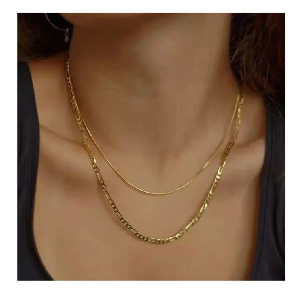 Layered Figaro Chain Necklace by Curated By Suarez