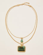 Layered Pendant Necklace - 17" Green Aventurine Jewelry La Vie Bien Layered Pendant Necklace - 17" Green Aventurine