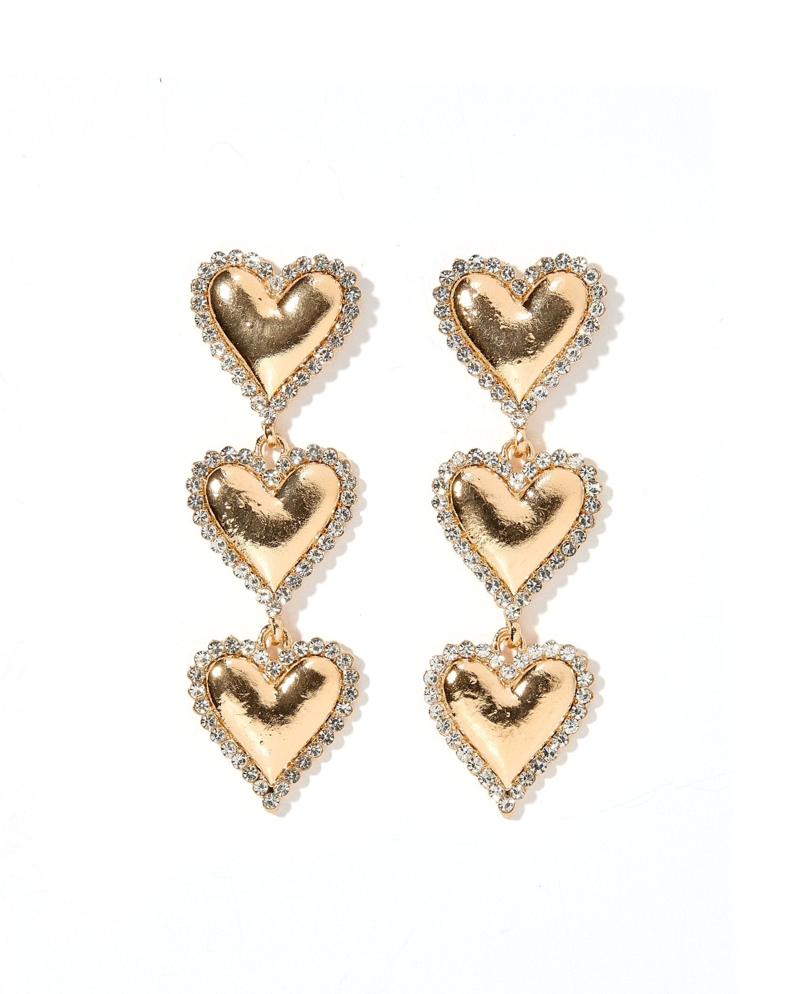 Layla Heart Statement Earrings - Gold