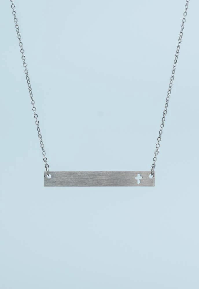 Layla Silver Cross Bar Necklace