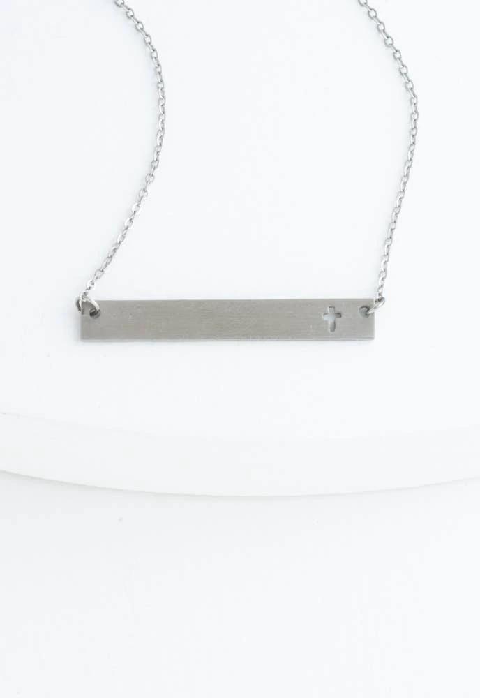 Layla Silver Cross Bar Necklace