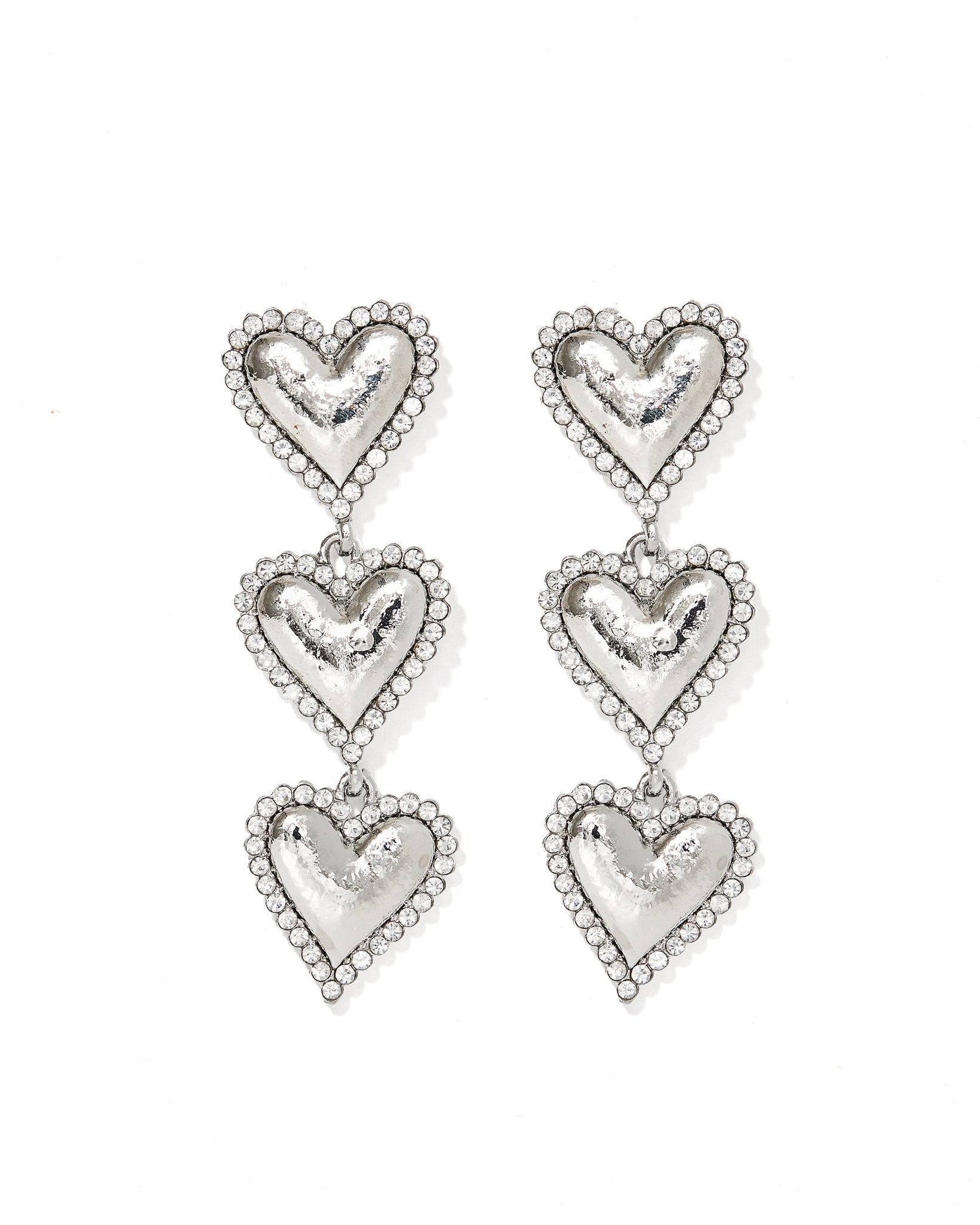 Layla Heart Statement Earrings - Silver