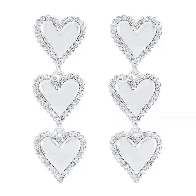 Layla Heart Statement Earrings - Silver