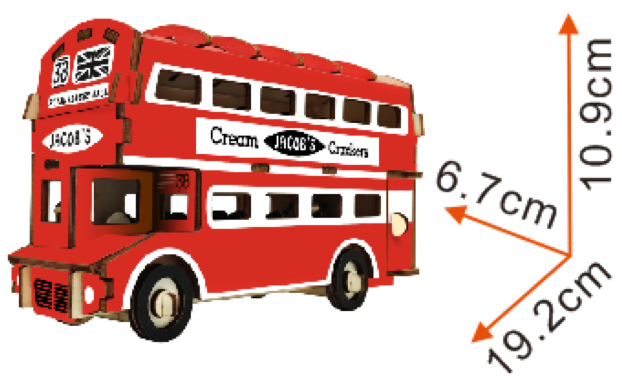 Double-Decker London Bus Model Kit - Wooden Laser-Cut 3D Puzzle (94 Pcs) by BestPysanky