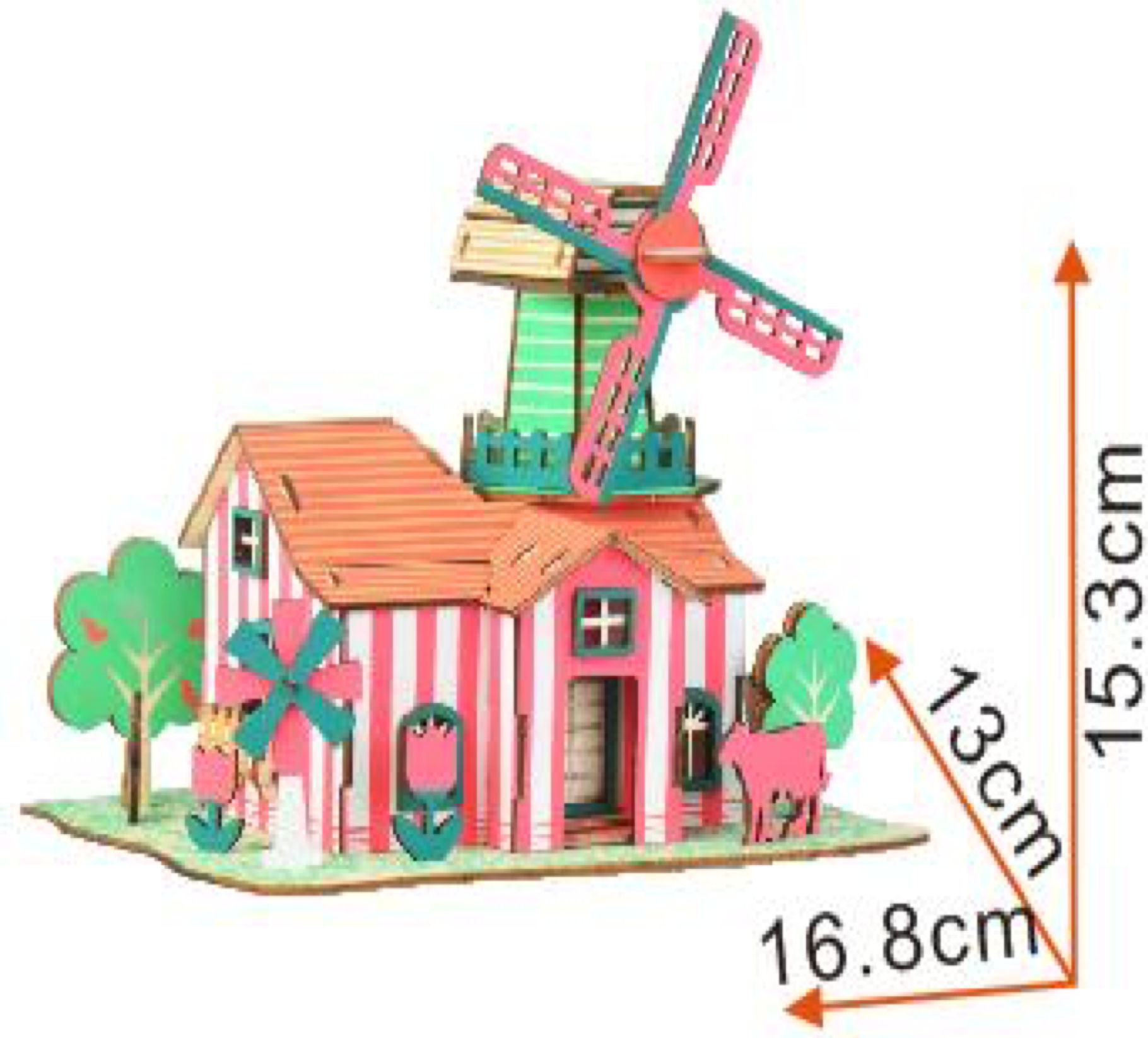 Windmill Model Kit - Wooden Laser-Cut 3D Puzzle (82 Pcs) by BestPysanky