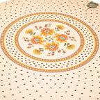 French Provencal tablecloth - Acrylic coated cotton, Spill-proof - 68" Round - Fayence red & cream | Le Cluny