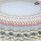 French Provencal tablecloth - Acrylic coated cotton, Spill-proof - 70" Round - Olives cream | Le Cluny