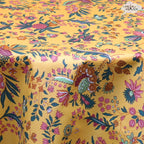 French tablecloth - Acrylic coated cotton, Spill-proof - 70" Round - Versailles mustard yellow | Le Cluny