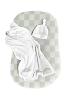 Leaf Green Checkered Baby Lounger Cover La Vie Bien Leaf Green Checkered Baby Lounger Cover