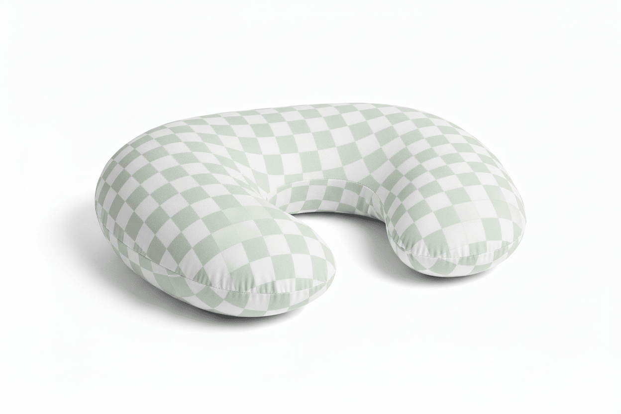 Leaf Green & White Checkered Nursing Pillow Cover La Vie Bien Leaf Green & White Checkered Nursing Pillow Cover