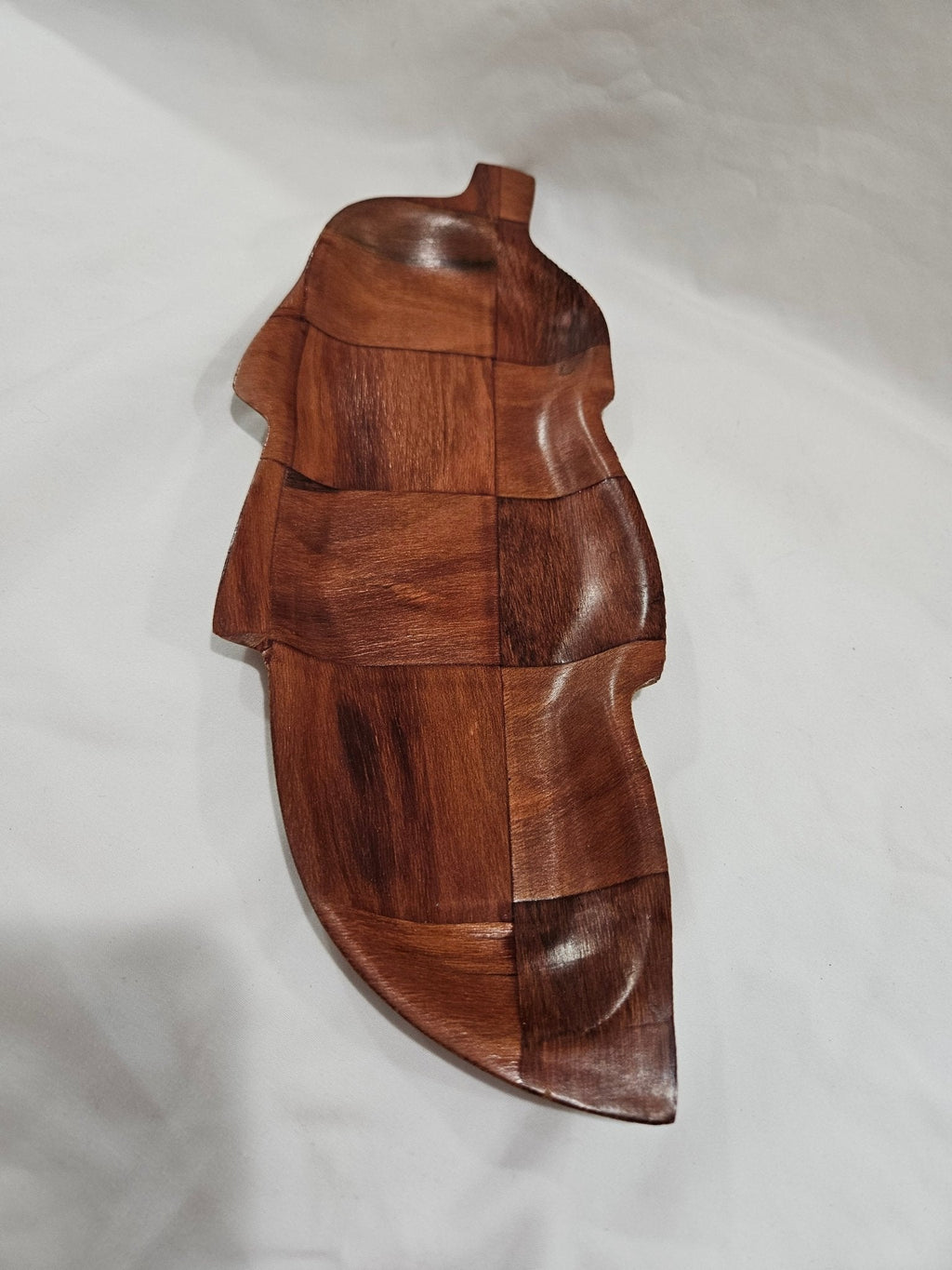 Leaf Shaped Parquet Woven Wood Dish Dishes La Vie Bien Leaf Shaped Parquet Woven Wood Dish