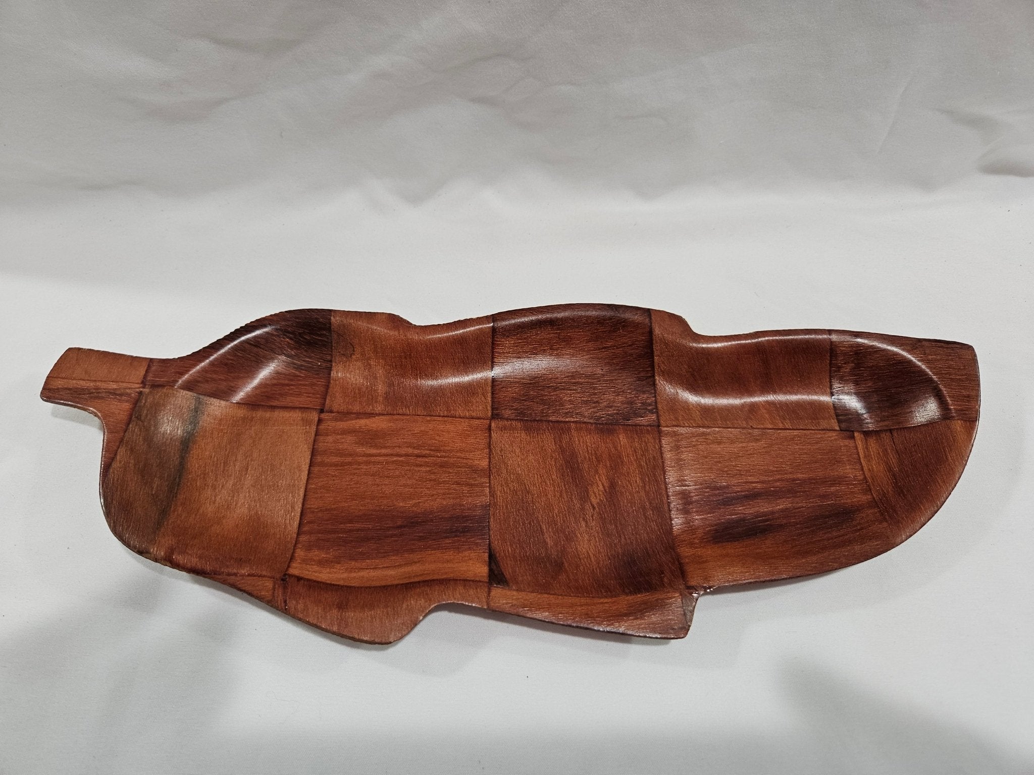 Leaf Shaped Parquet Woven Wood Dish Dishes La Vie Bien Leaf Shaped Parquet Woven Wood Dish