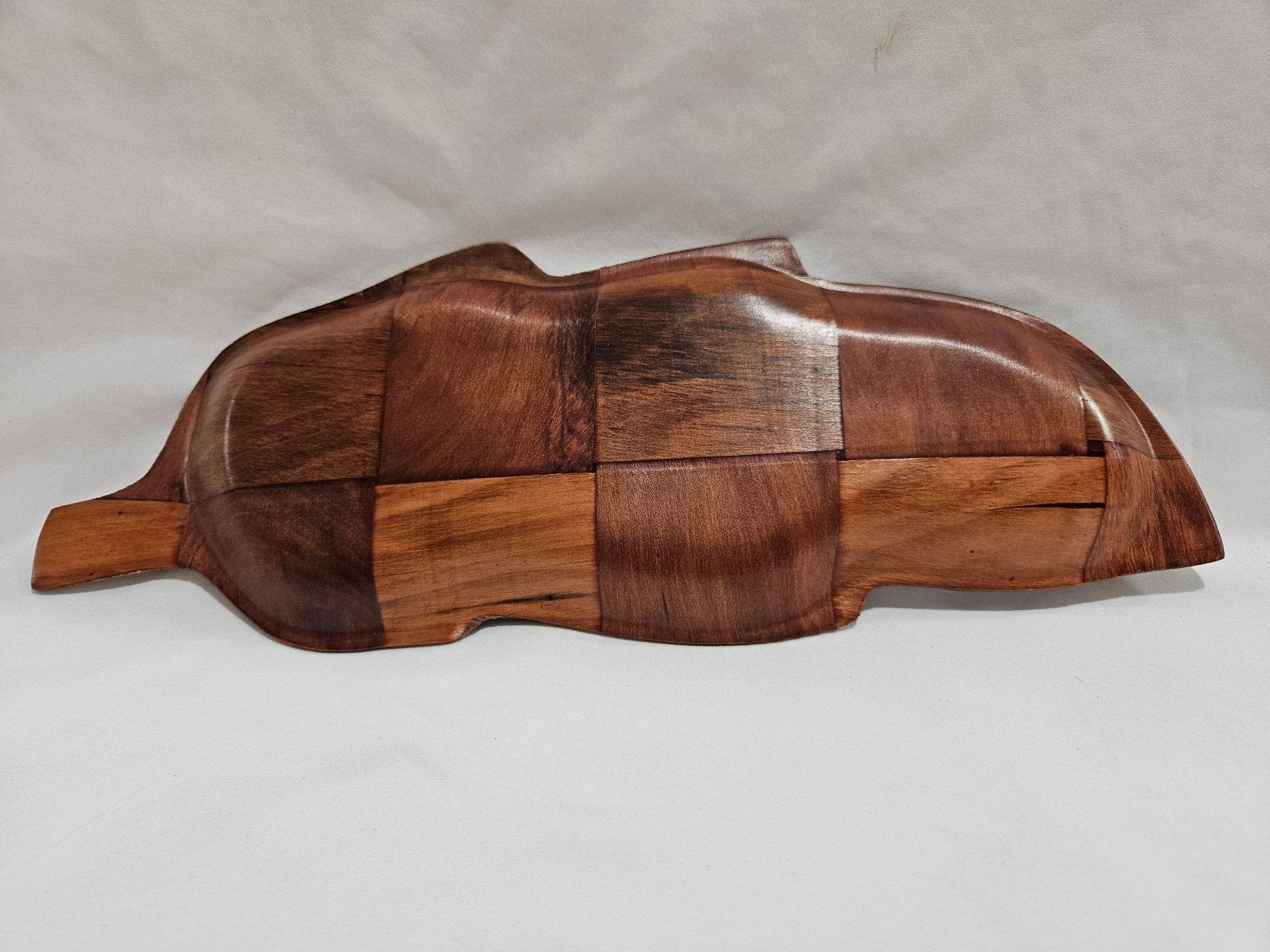 Leaf Shaped Parquet Woven Wood Dish Dishes La Vie Bien Leaf Shaped Parquet Woven Wood Dish