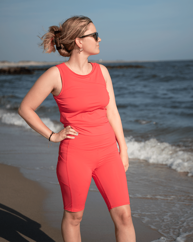 Leap In Swim & Bike Shorts - Coral