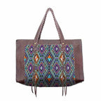 Leather Boho Tribal Tote Bag - Thailand Bags La Vie Bien Leather Boho Tribal Tote Bag - Thailand