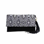 Leather Clutch with Geometric Embroidery Bag - Thailand Bags La Vie Bien Leather Clutch with Geometric Embroidery Bag - Thailand
