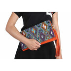 Leather Clutch with Geometric Embroidery Bag - Thailand Bags La Vie Bien Leather Clutch with Geometric Embroidery Bag - Thailand