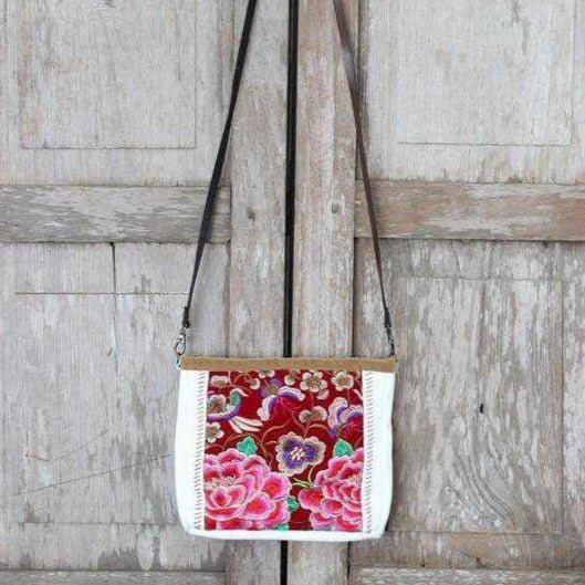 Leather Embroidered Crossbody Bag - Thailand Bags La Vie Bien Leather Embroidered Crossbody Bag - Thailand